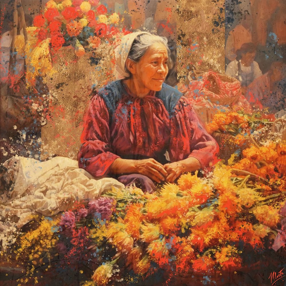 Mexican Flower Lady II art print by Marta Wiley for $57.95 CAD