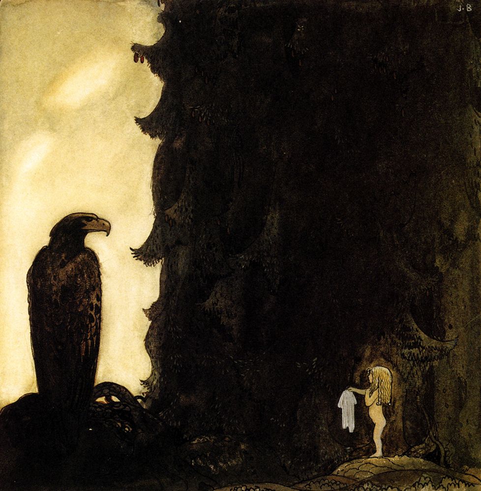 Bellas Glorious Adventure, Eagle and Princess ca 1907 art print by John Bauer for $57.95 CAD