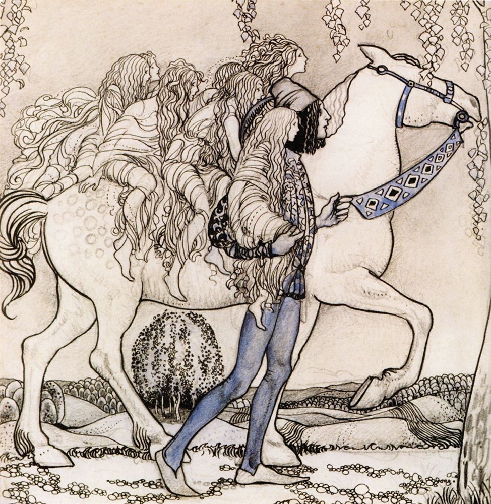 Girls on Horseback led by Youth ca 1907 art print by John Bauer for $57.95 CAD