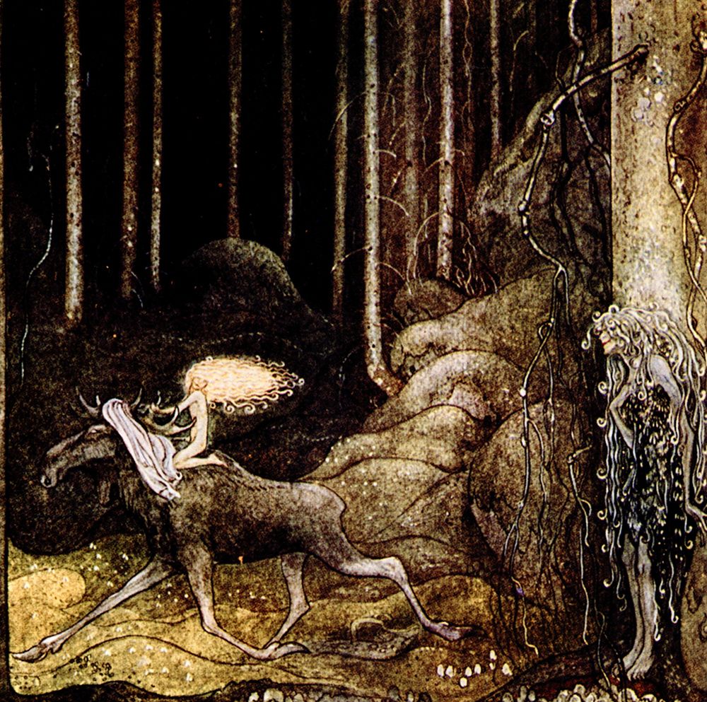 Princess Riding Leap the Elk ca 1910 art print by John Bauer for $57.95 CAD