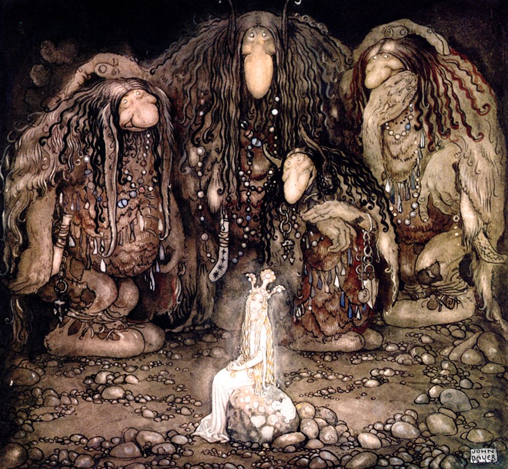 Troll Family and Princess ca 1910 art print by John Bauer for $57.95 CAD
