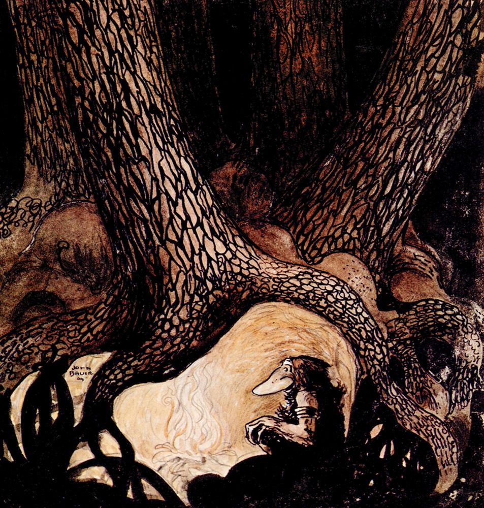 Trolls House in Tree Roots ca 1910 art print by John Bauer for $57.95 CAD