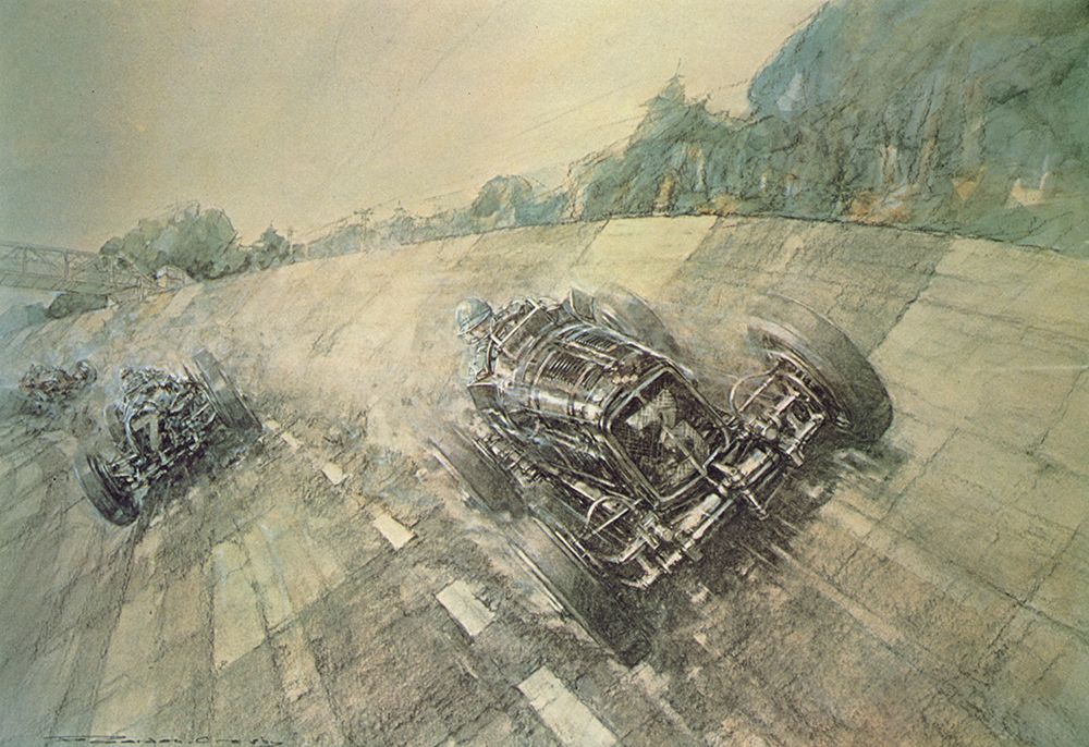 Final Brooklands Meeting for 1938 art print by Frederick Gordon Crosby for $57.95 CAD