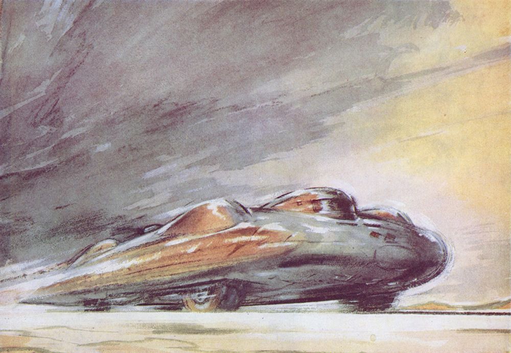 John Cobbs Railton Breaking Record at 394mph, Utah art print by Frederick Gordon Crosby for $57.95 CAD
