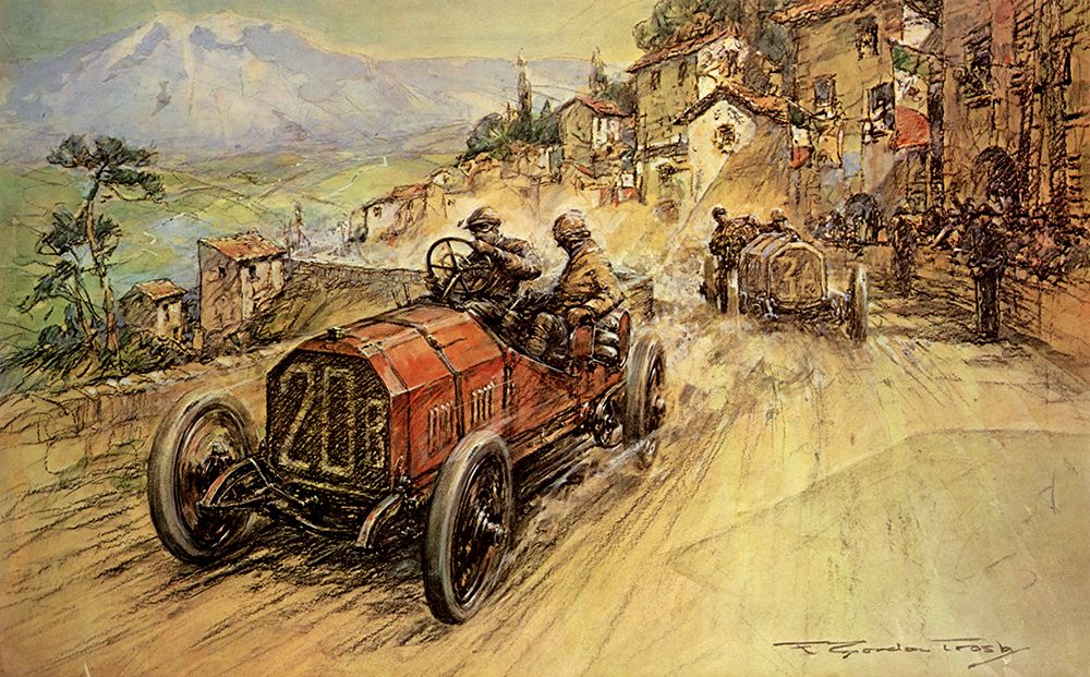 Nazzaros winner in Targa Florio 1907 art print by Frederick Gordon Crosby for $57.95 CAD