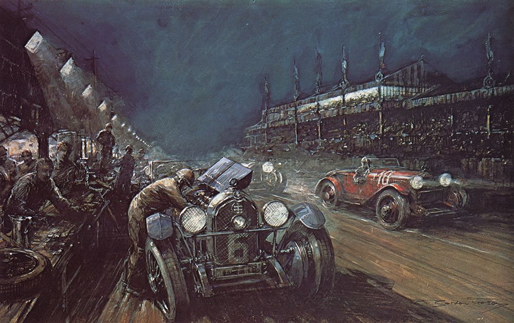 Night Race at Le Mans  1926 art print by Frederick Gordon Crosby for $57.95 CAD