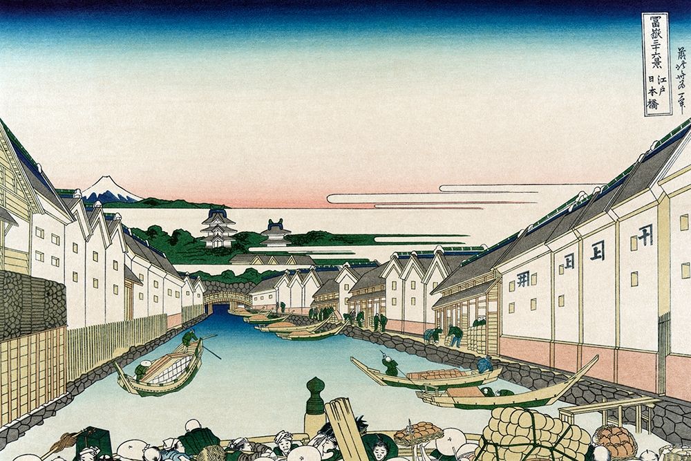 Nihonbashi Bridge in Edo, 1830 art print by Hokusai for $57.95 CAD
