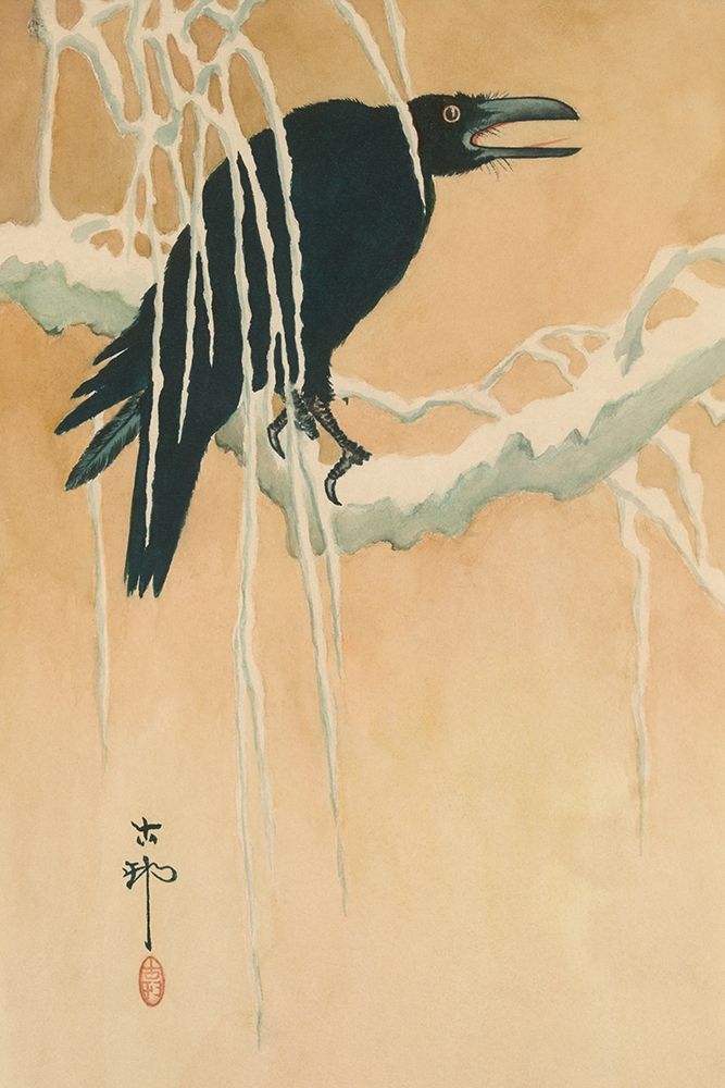 Blackbird in snow, 1885 art print by Koson Ikeda for $57.95 CAD