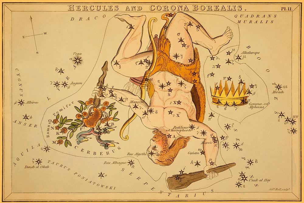 Hercules and Corona Borealis, 1825 art print by Jehoshaphat Aspin for $57.95 CAD