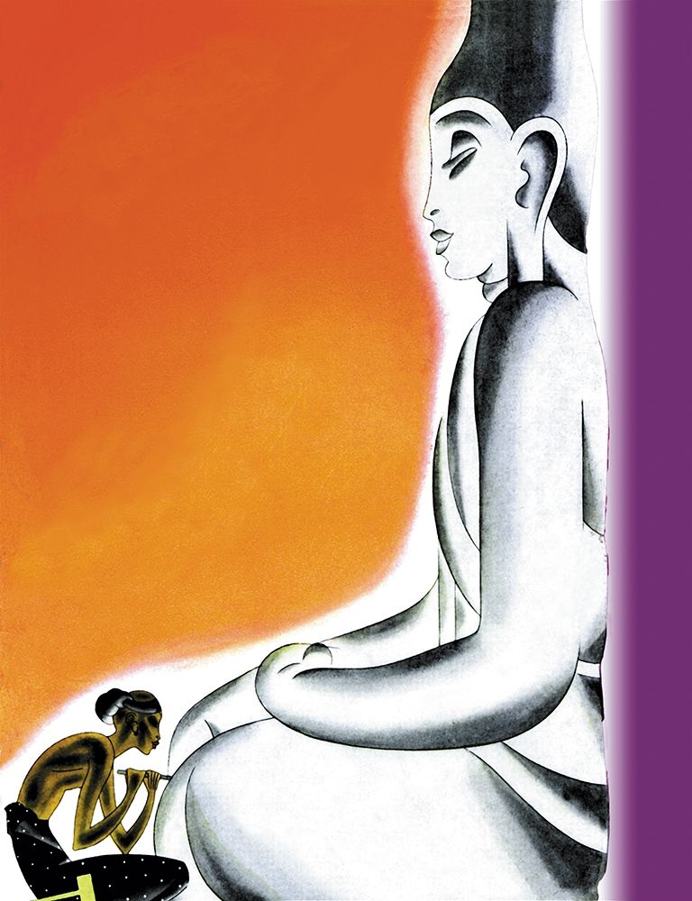Burmese Sculptor at the knees of Buddha, 1933 art print by Frank McIntosh for $57.95 CAD