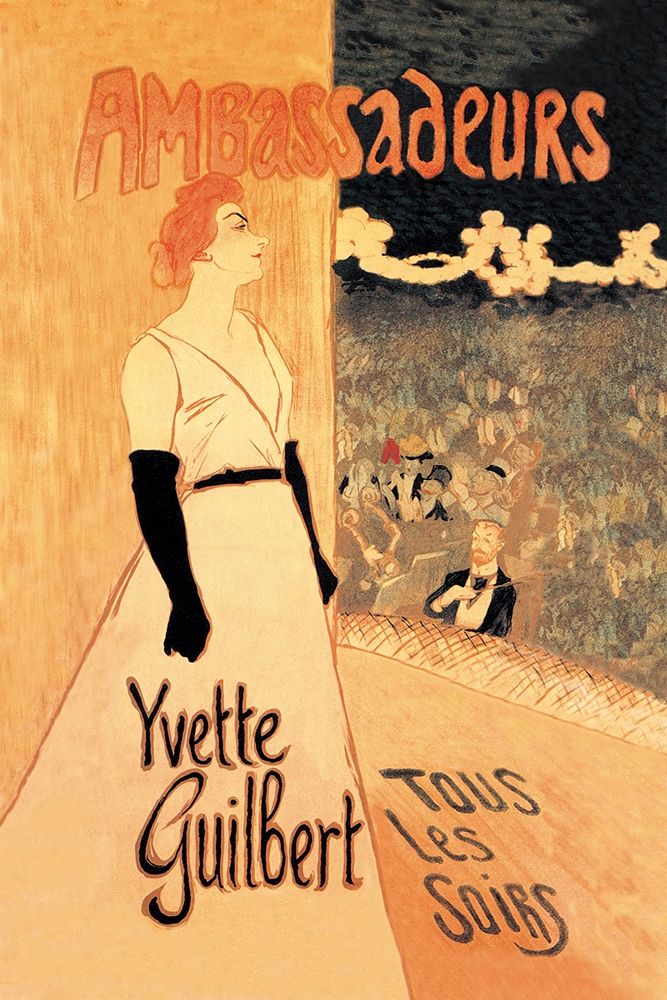 Ambassadeurs: Yvette Guilbert, Tous les Soirs, 1894 art print by Theophile Alexandre Steinlen for $57.95 CAD