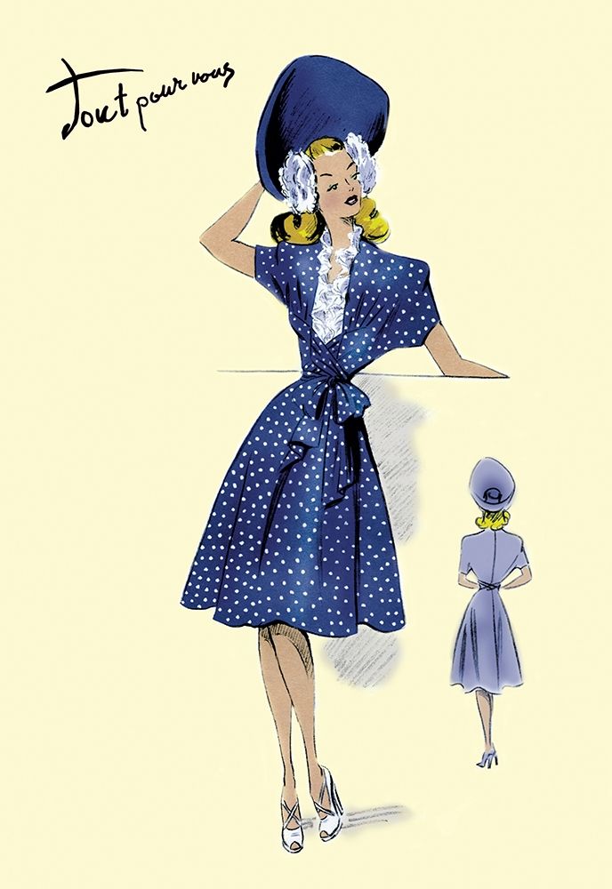 Summer Polka-Dot Dress and Hat, 1947 art print by Unknown for $57.95 CAD