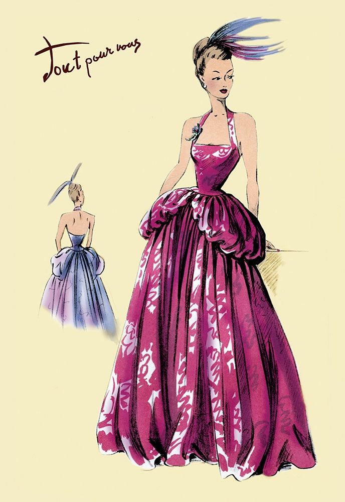 Magenta Evening Gown, 1947 art print by Unknown for $57.95 CAD