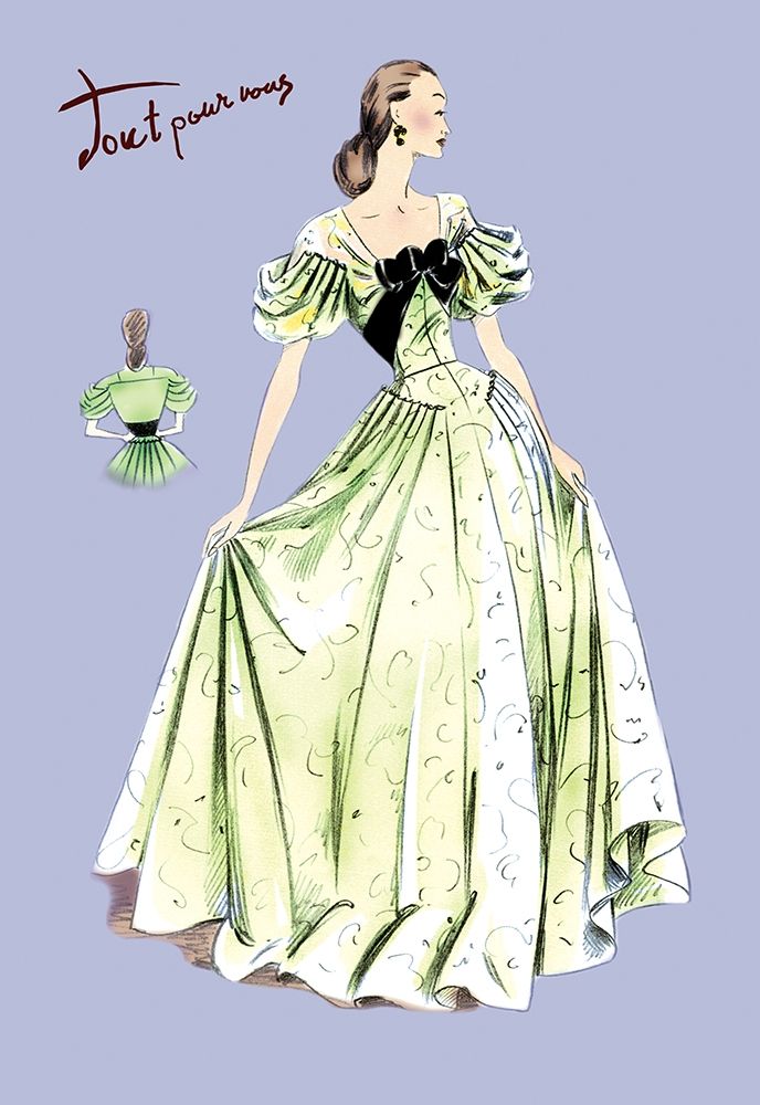Pleated Lime Gown, 1947 art print by Unknown for $57.95 CAD