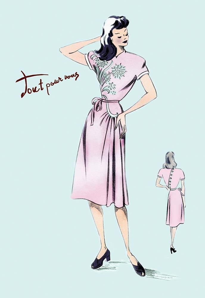 Summer Dress with Oriental Flair, 1947 art print by Unknown for $57.95 CAD