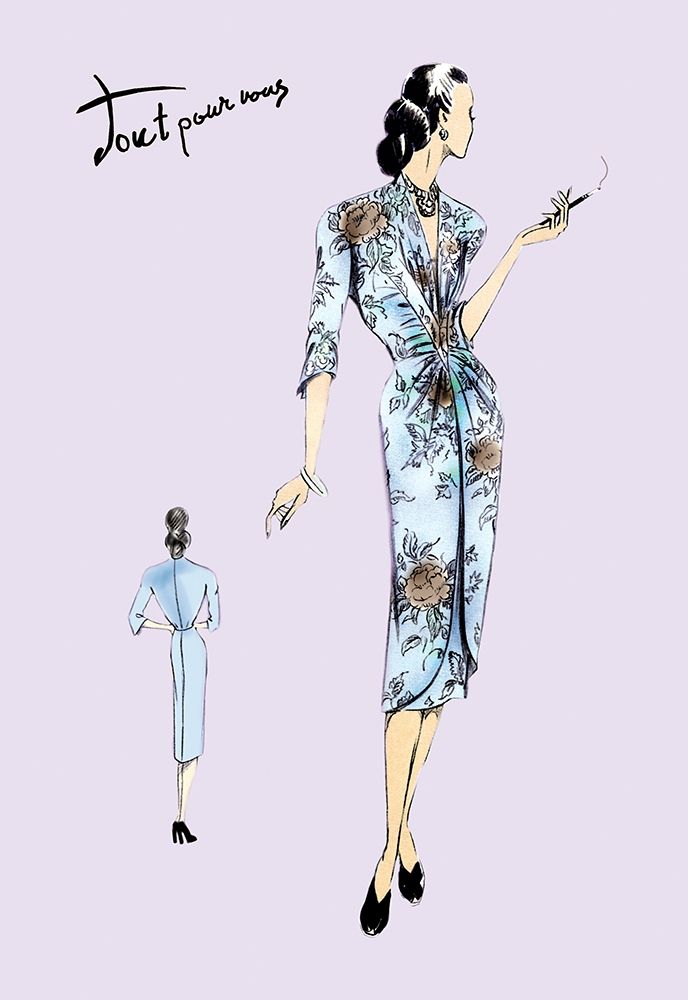 Flowered Dinner Dress, 1947 art print by Unknown for $57.95 CAD