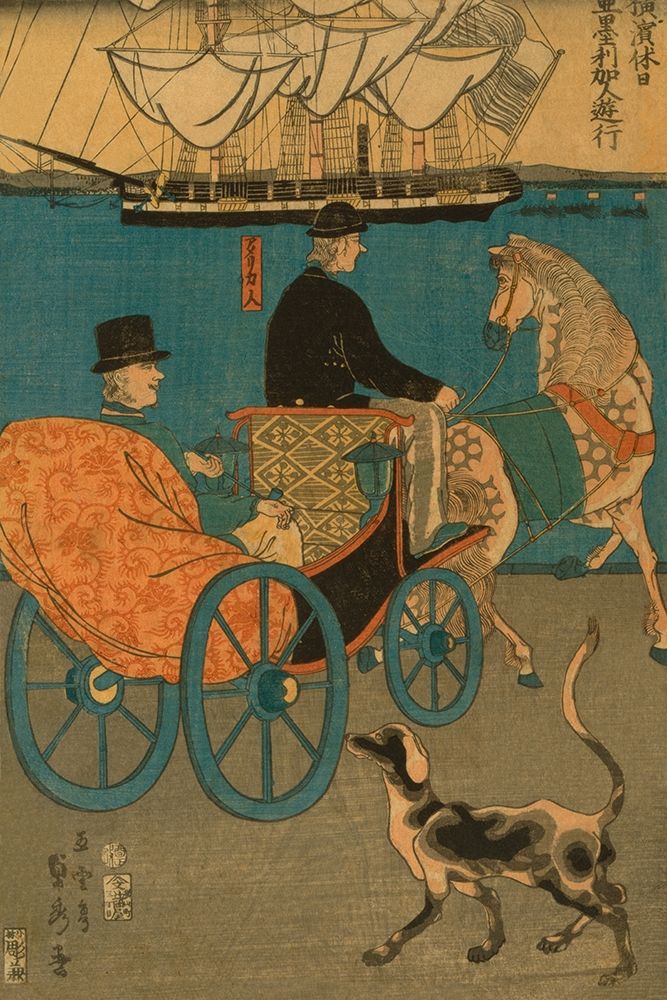 Americans enjoying Sunday in Yokohama (Yokohama kyujitsu Amerikajin yuko), 1861 art print by Sadahide Utagawa for $57.95 CAD