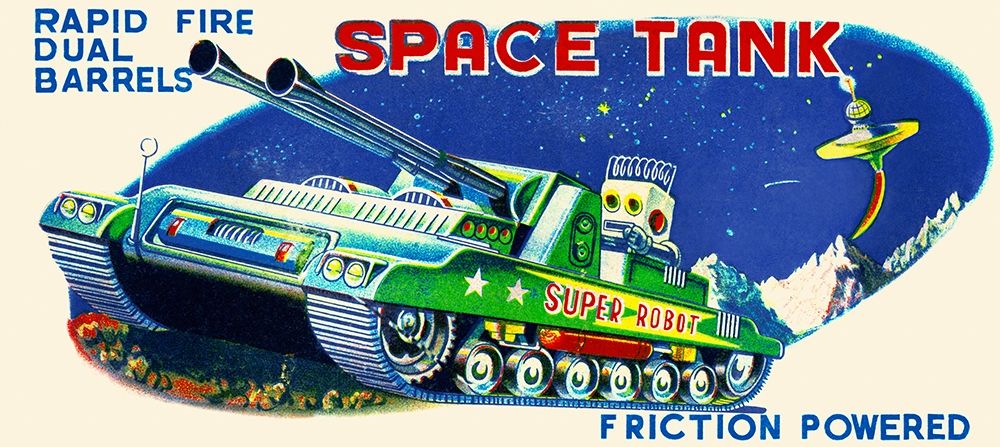 Rapid Fire Dual Barrell Space Tank art print by Retrobot for $57.95 CAD
