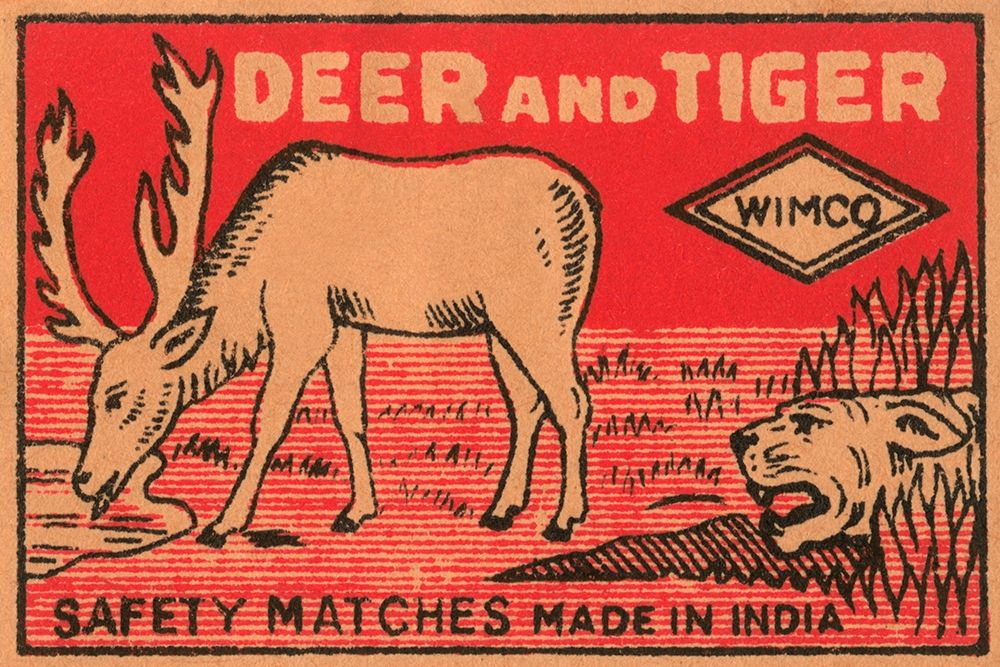 Deer and Tiger Safety Matches art print by Phillumenart for $57.95 CAD