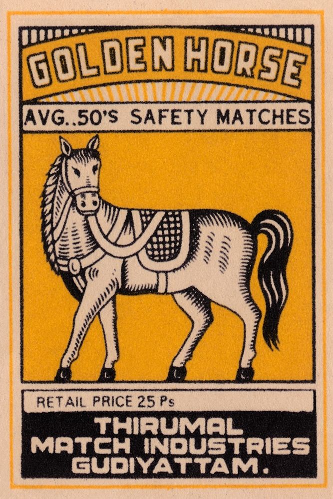 Golden Horse Avg. 50s Safety Matches art print by Phillumenart for $57.95 CAD