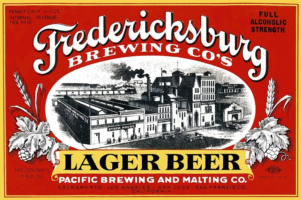 Fredericksburg Brewing Co.s Lager Beer art print by Vintage Booze Labels for $57.95 CAD