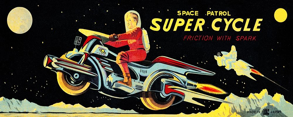 Space Patrol Super Cycle art print by Retrotrans for $57.95 CAD