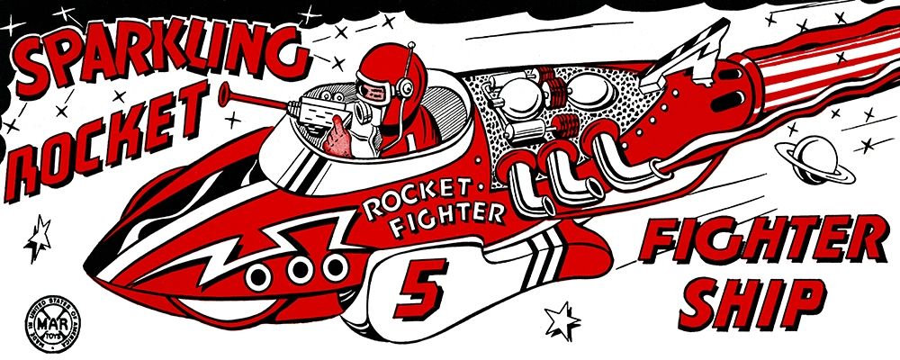 Sparkling Rocket Fighter Ship art print by Retrorocket for $57.95 CAD