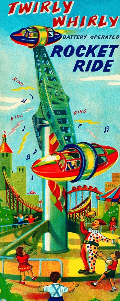 Twirly Whirly Rocket Ride art print by Retrorocket for $57.95 CAD
