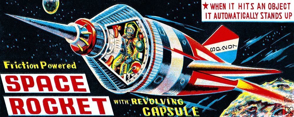 Space Rocket with Revolving Capsule art print by Retrorocket for $57.95 CAD