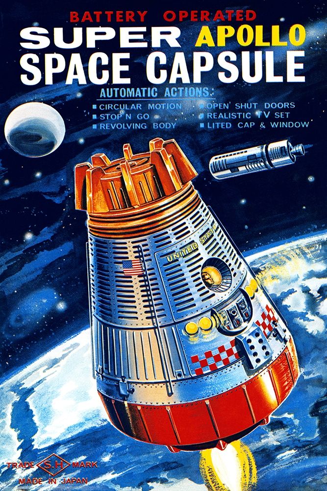 Battery Operated Super Apollo Space Capsule art print by Retrorocket for $57.95 CAD