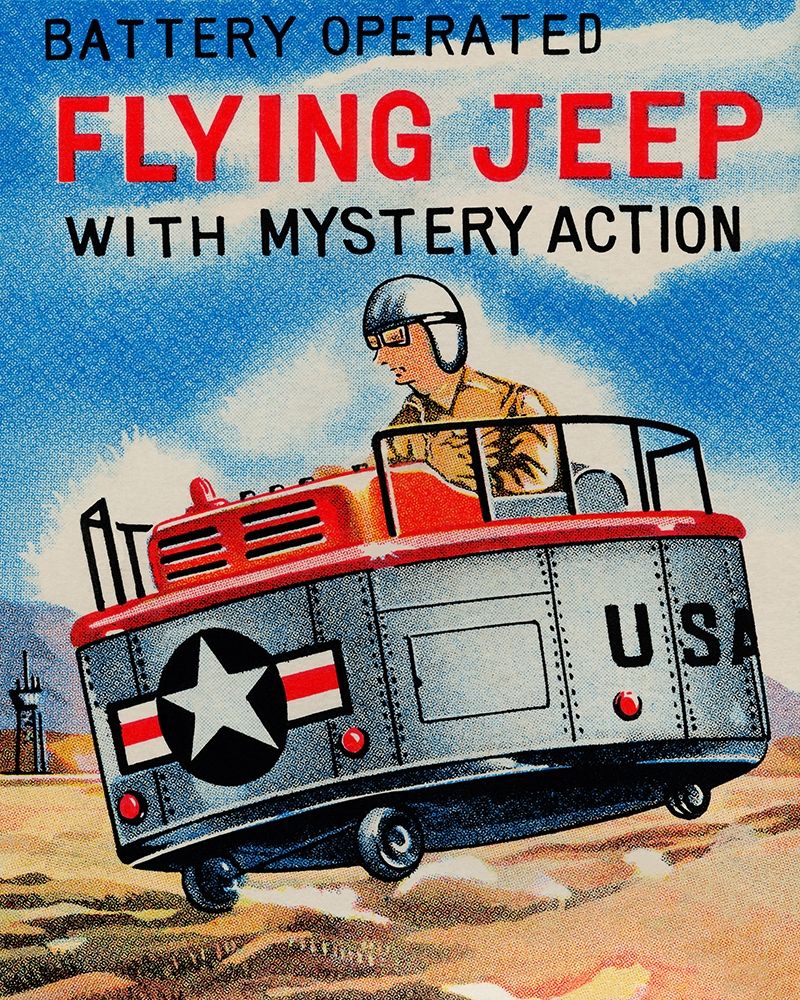 Battery Operated Flying Jeep with Mystery Action art print by Retrorocket for $57.95 CAD