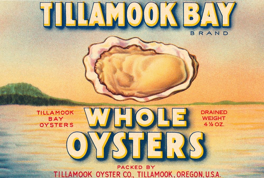 Tillamook Bay Whole Oysters art print by Retrolabel for $57.95 CAD