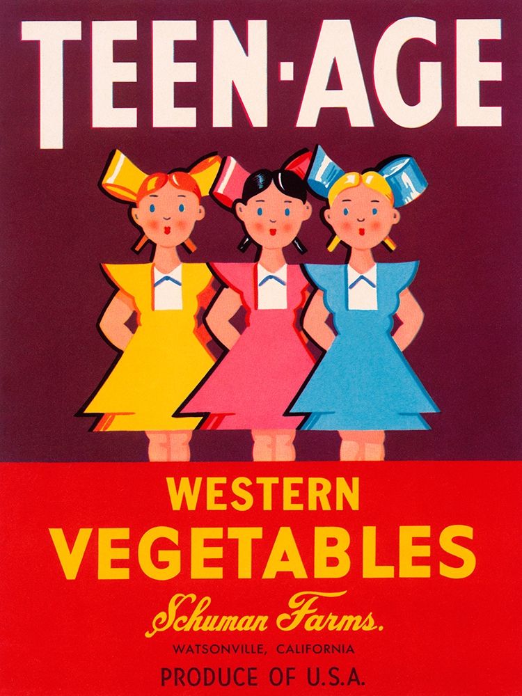 Teen - Age Western Vegetables art print by Retrolabel for $57.95 CAD