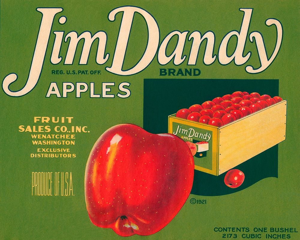 Jim Dandy Brand Apples art print by Retrolabel for $57.95 CAD