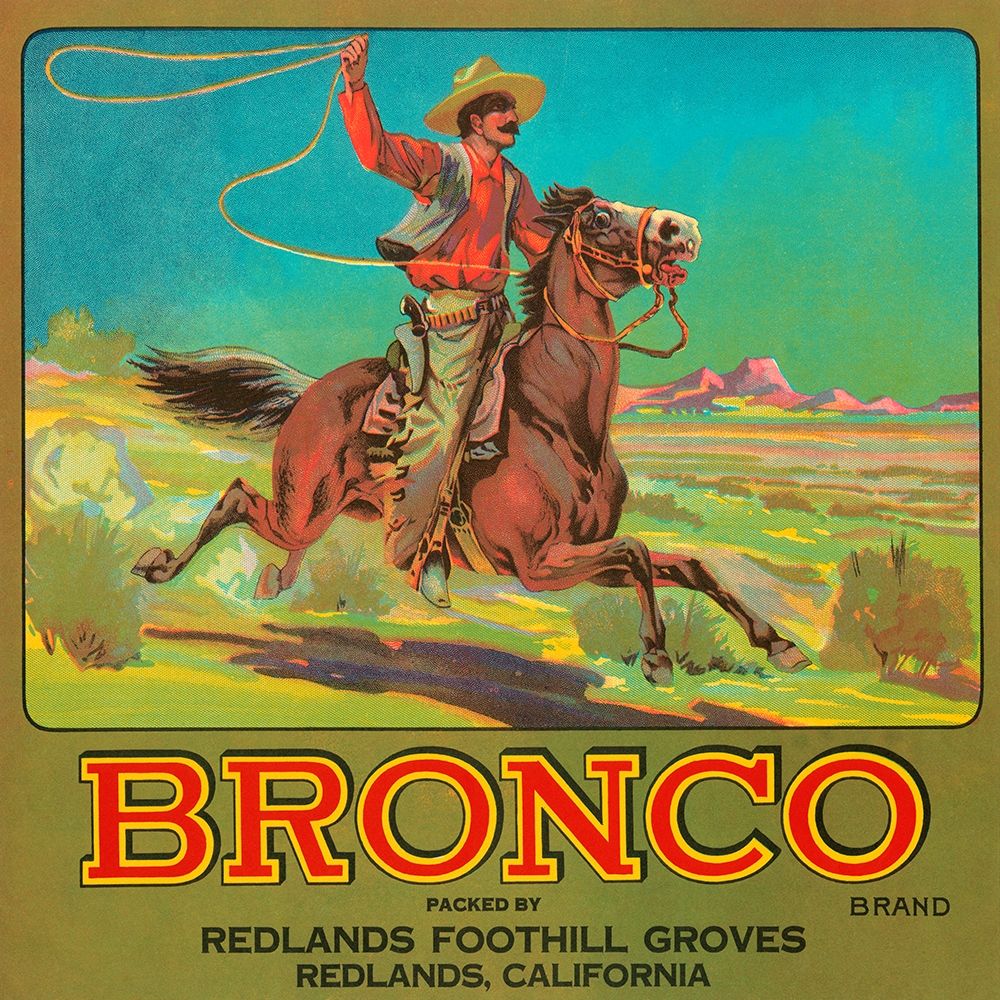 Bronco Brand Crate Label art print by Retrolabel for $57.95 CAD