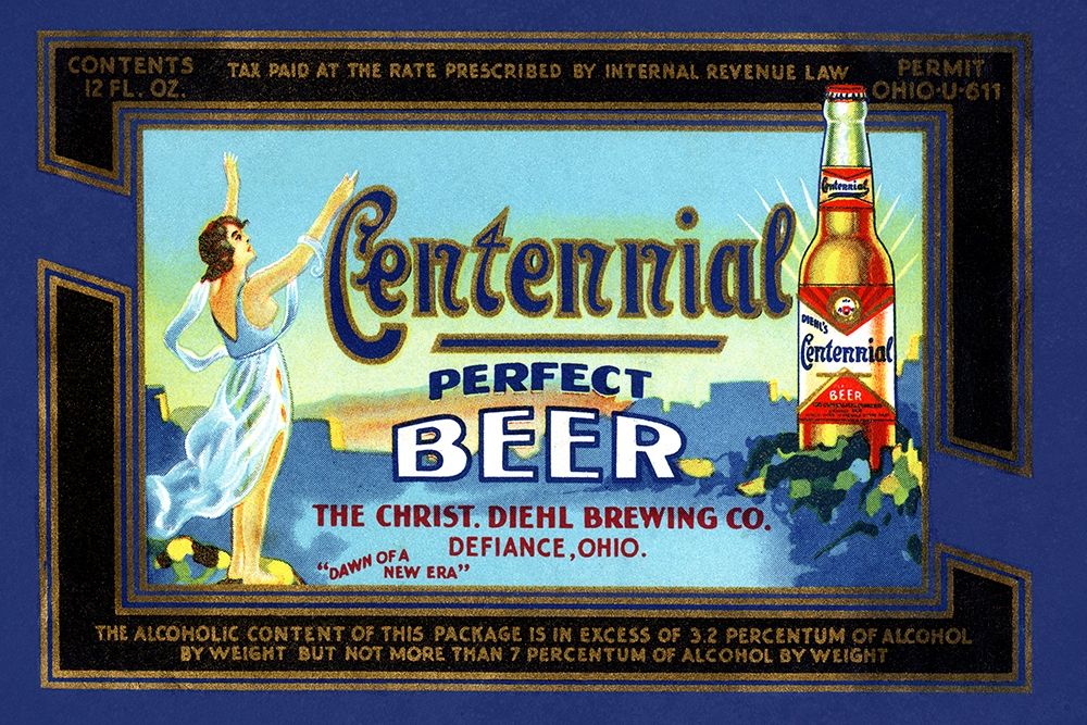 Centennial Perfect Beer Label art print by Vintage Booze Labels for $57.95 CAD