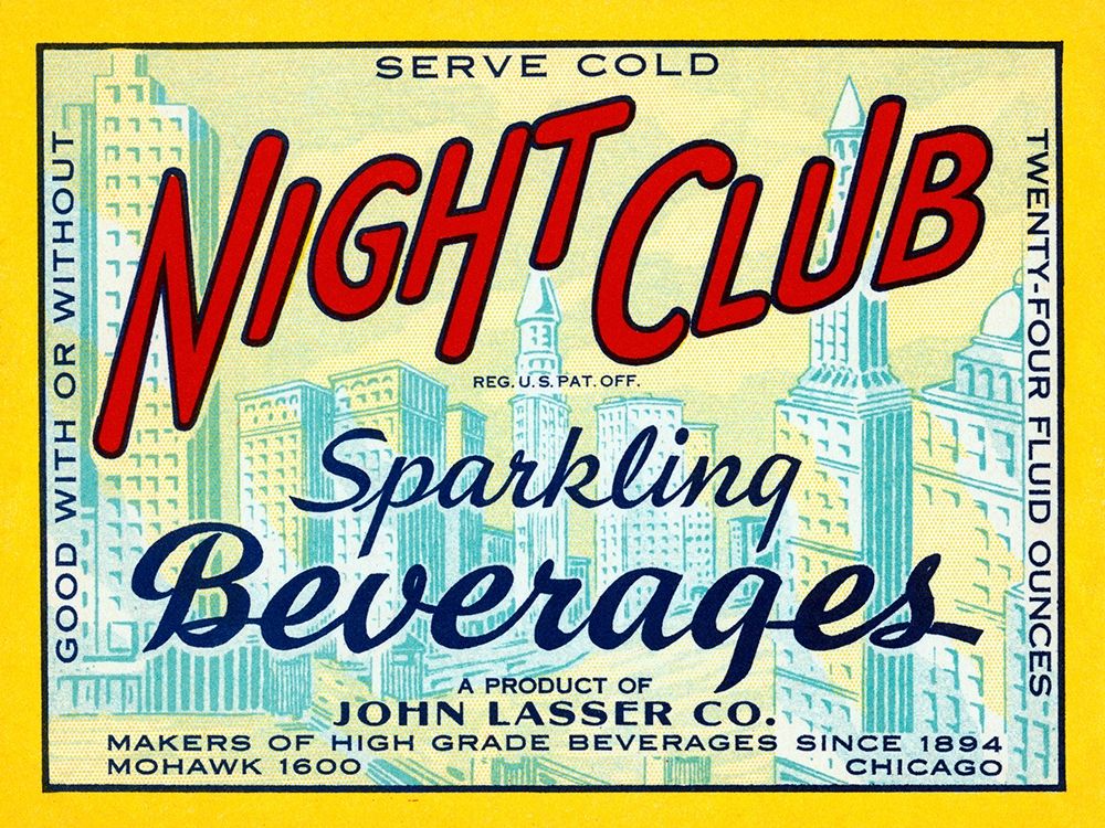 Night Club Sparkling Beverage art print by Vintage Booze Labels for $57.95 CAD