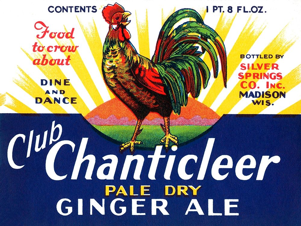 Club Chanticleer Pale Dry Ginger Ale art print by Vintage Booze Labels for $57.95 CAD