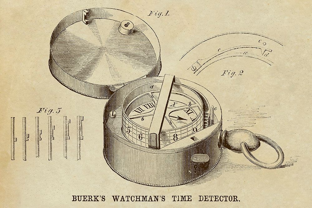 Buerks Watchmans Time Detector art print by Inventions for $57.95 CAD