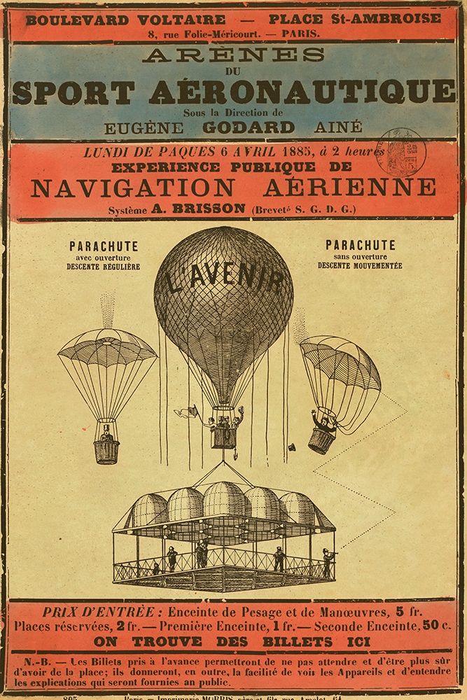 Broadside Announcement of a Balloon Ascension art print by Inventions for $57.95 CAD