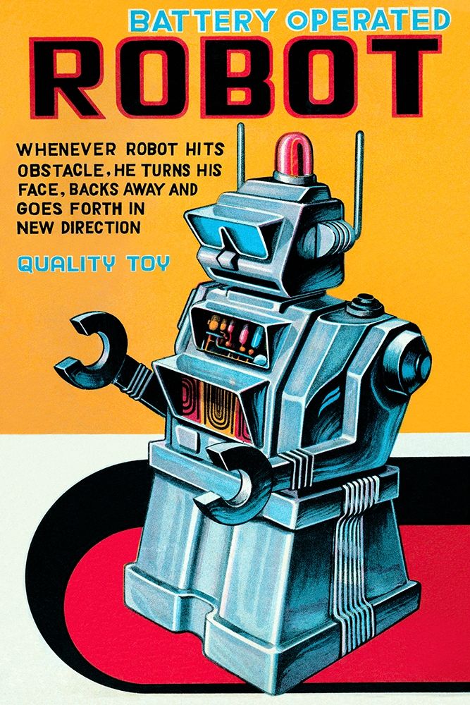 Battery Operated Robot art print by Retrobot for $57.95 CAD