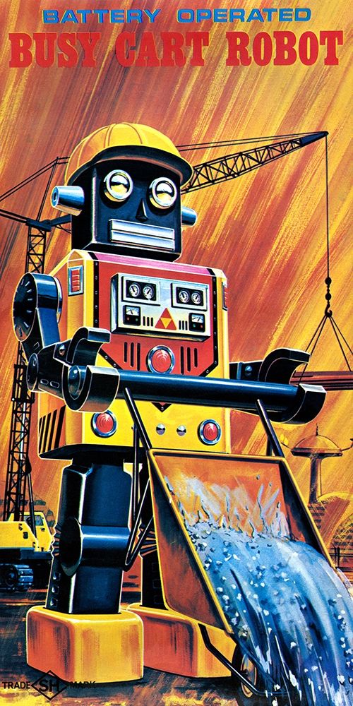 Busy Cart Robot art print by Retrobot for $57.95 CAD