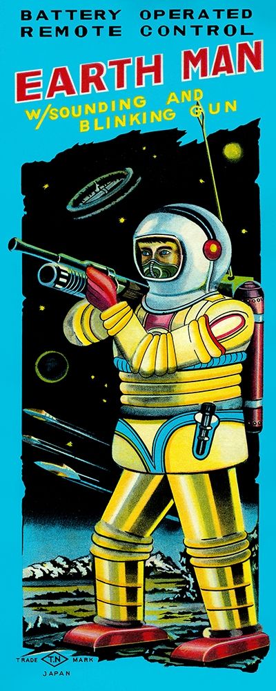 Battery Operated Remote Control Earthman art print by Retrobot for $57.95 CAD