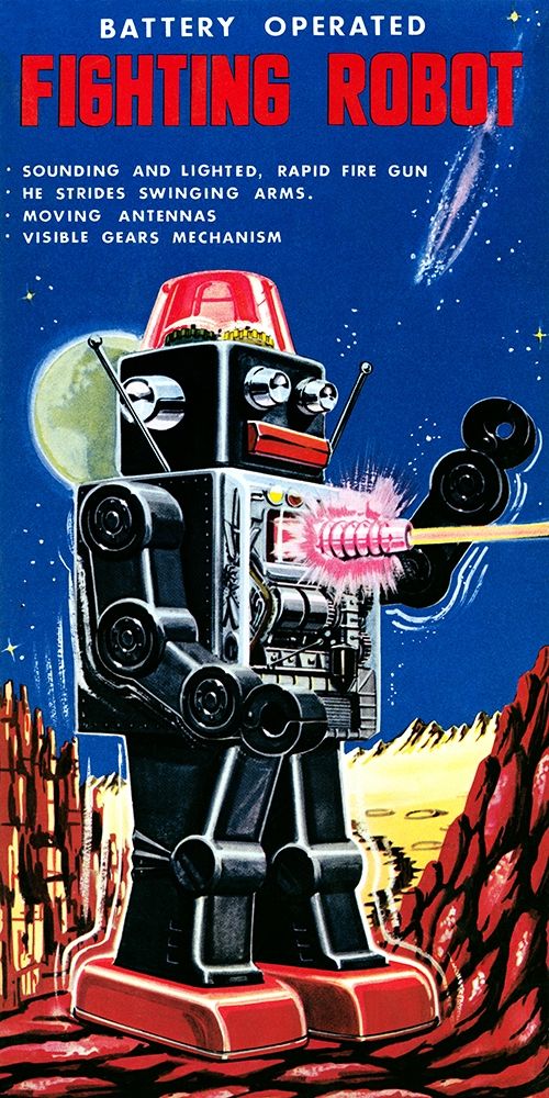 Fighting Robot art print by Retrobot for $57.95 CAD