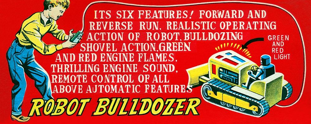 Robot Bulldozer - Six Features art print by Retrobot for $57.95 CAD