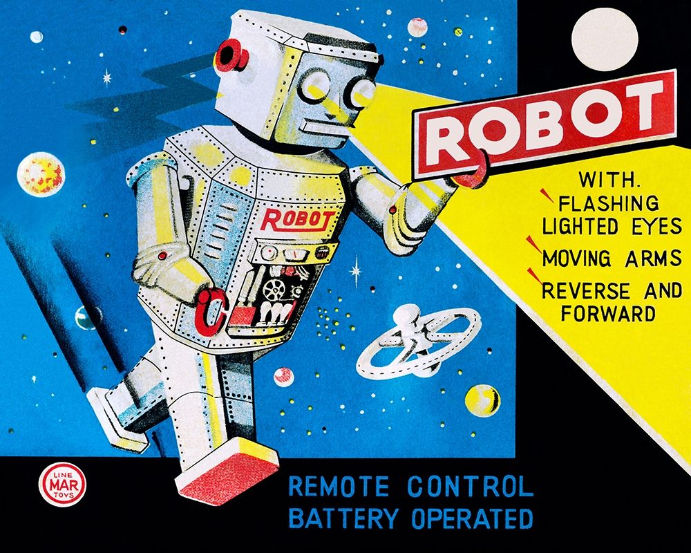Robot with Flashing Lighted Eyes art print by Retrobot for $57.95 CAD