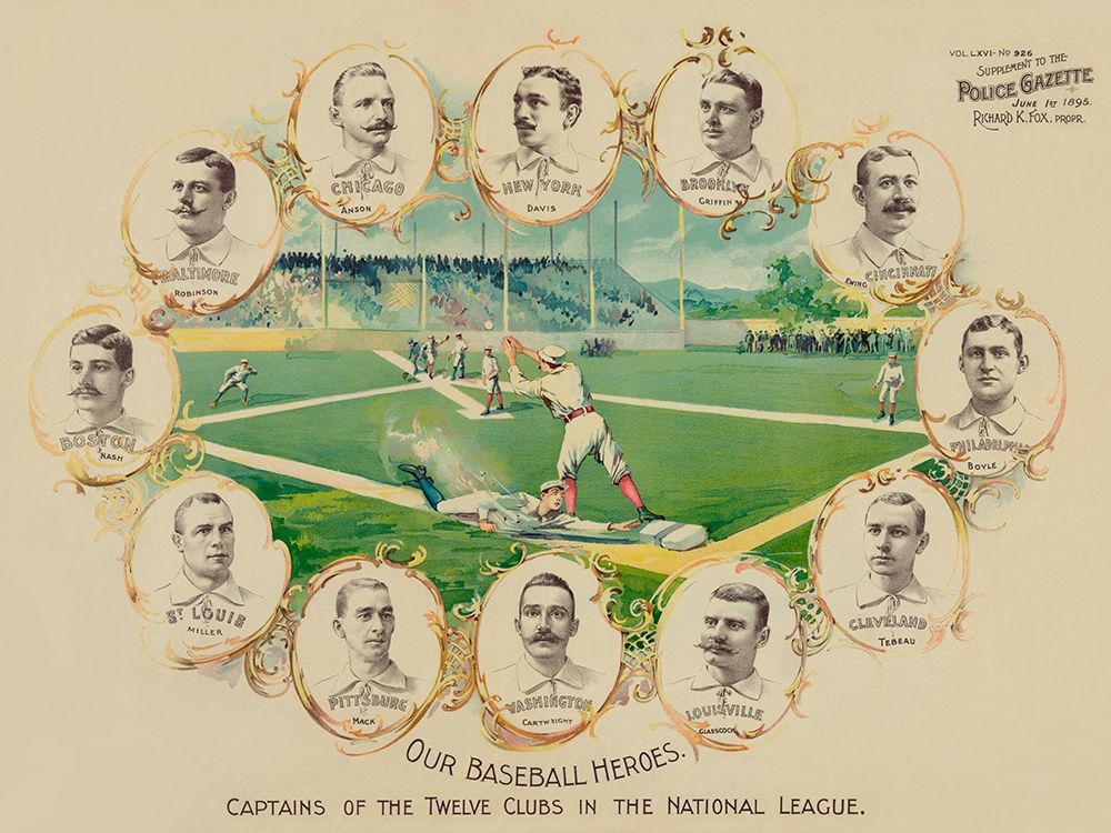 Our baseball heroes - captains of the twelve clubs in the National League art print by Vintage Sports for $57.95 CAD