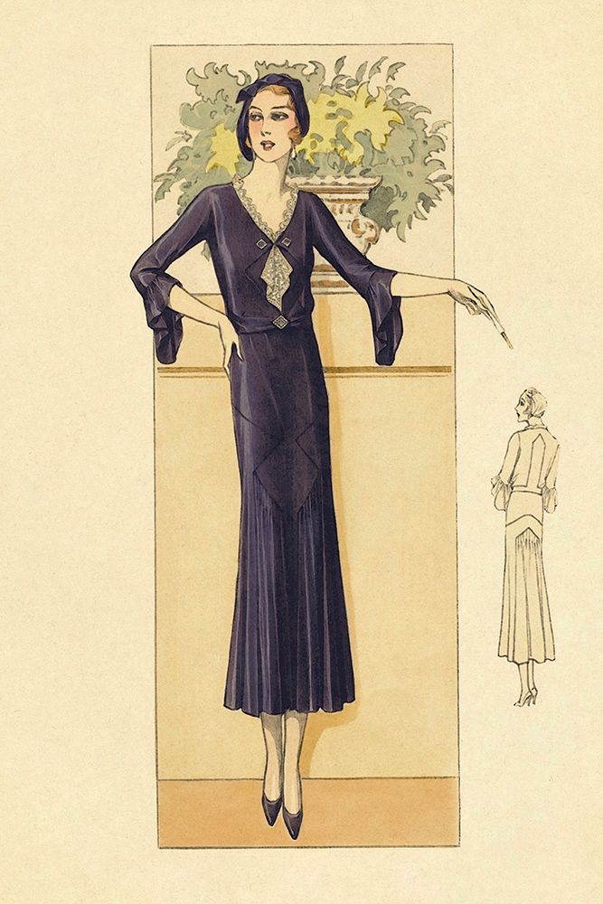 Daytime Dress in Navy art print by Vintage Fashion for $57.95 CAD