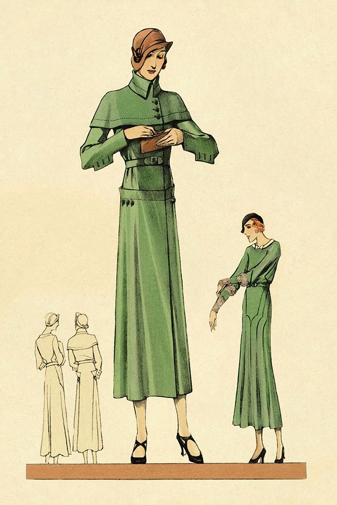 Emerald Dress and Overcoat art print by Vintage Fashion for $57.95 CAD