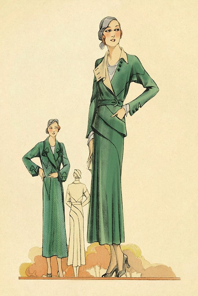 Green Dress and Overcoat art print by Vintage Fashion for $57.95 CAD